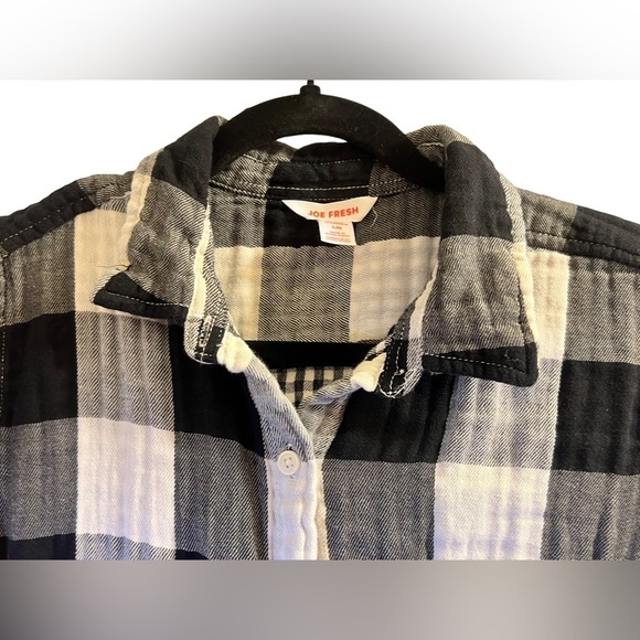 𝅺😎 Joe Fresh Black and White Plaid Long Sleeved Shirt Sz L - Picture 4 of 10